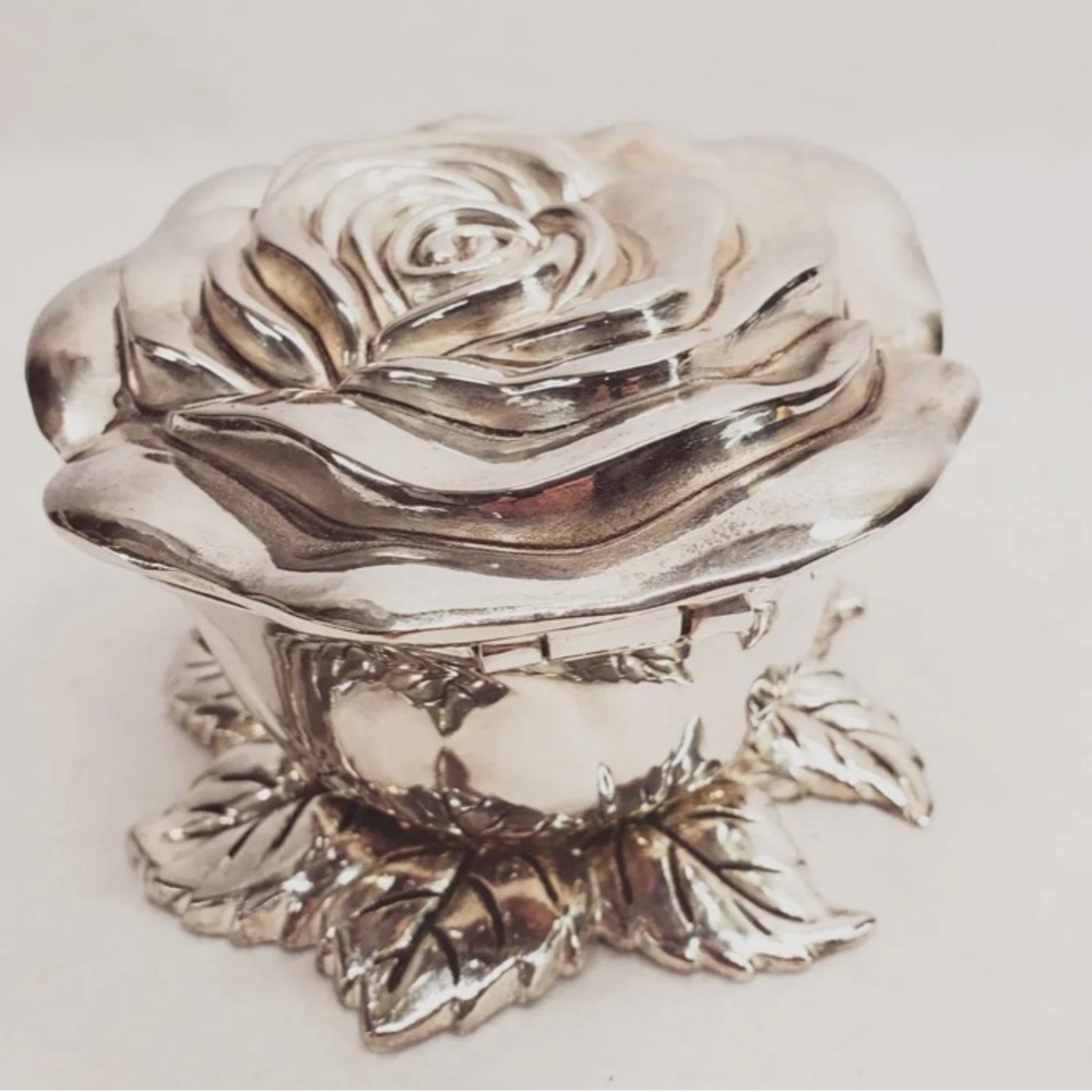 Godinger silver rose jewelry box